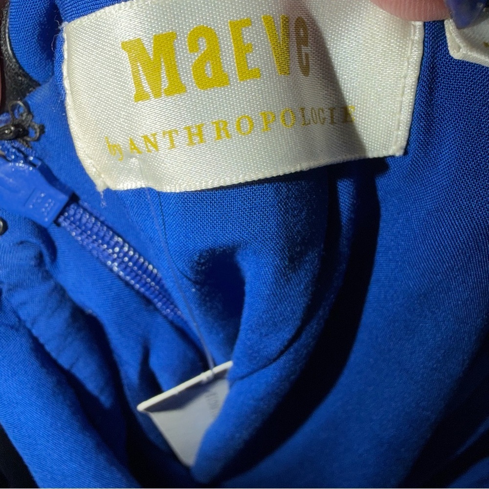 Maeve From Anthropologie Cobalt Blue Faux Wrap Dress NEW WITH TAGS Size 0 - Picture 7 of 10